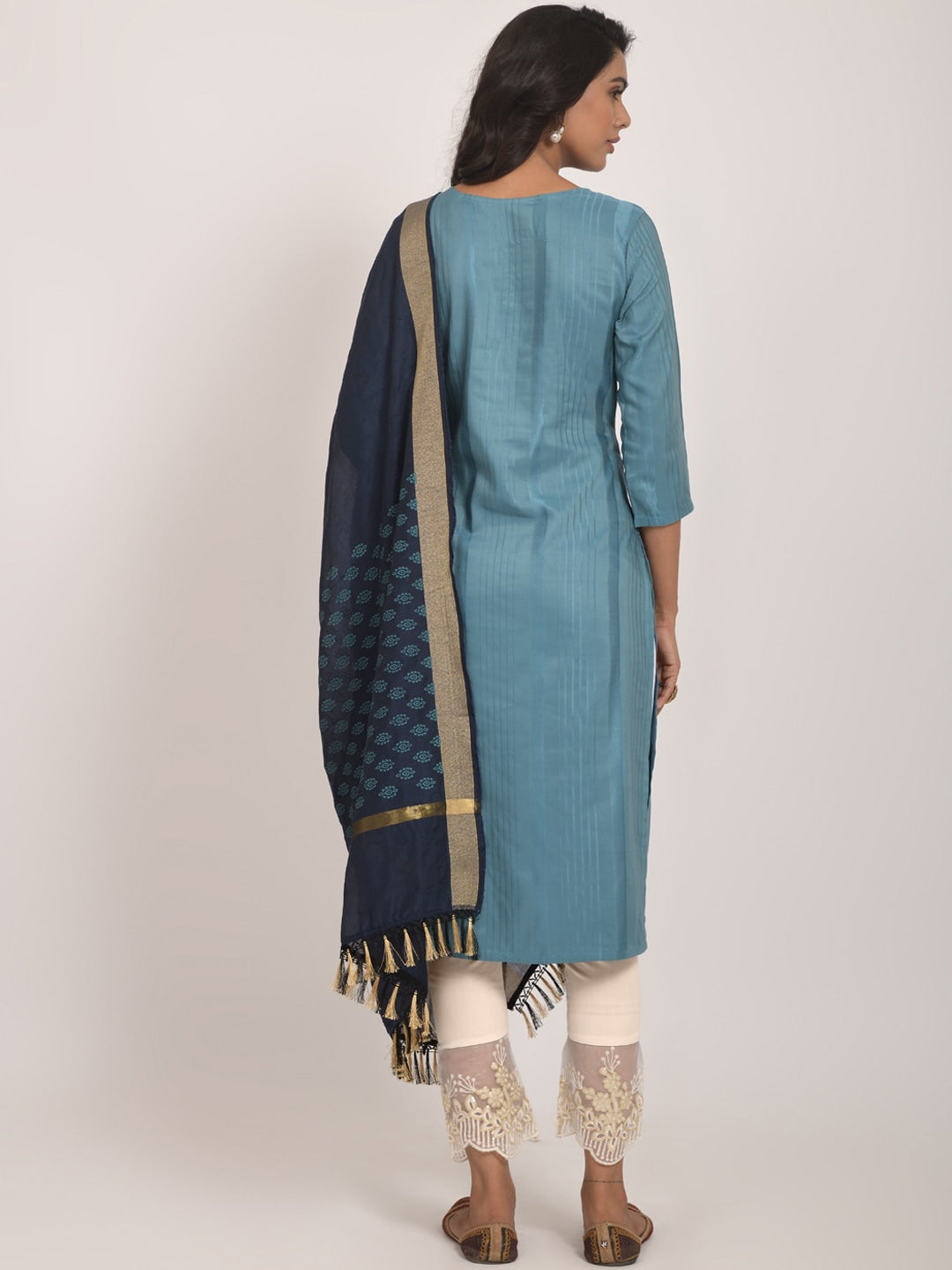 Embroidered Kurta with Trousers & Dupatta